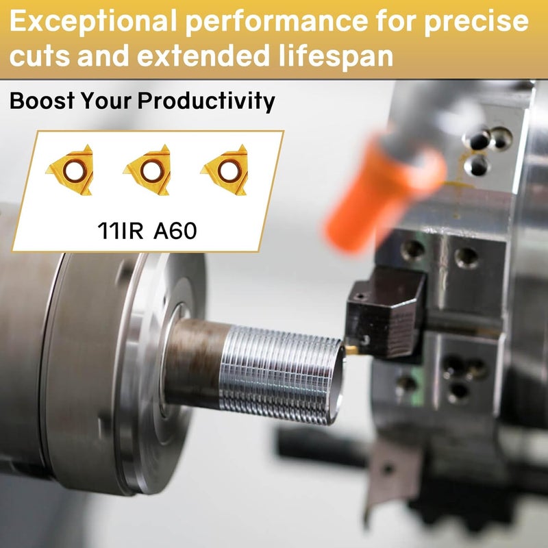 Joogto SNR0008K11, SNR0010K11, SNR0012M11 Indexable Lathe Turning Tool 12Pcs Kit, 3 Pcs Metal Lathe Tools Holder Set, with 9Pcs 11IR A60 Carbide Inserts Turning Inserts Carbide Turning Tool - Image 3
